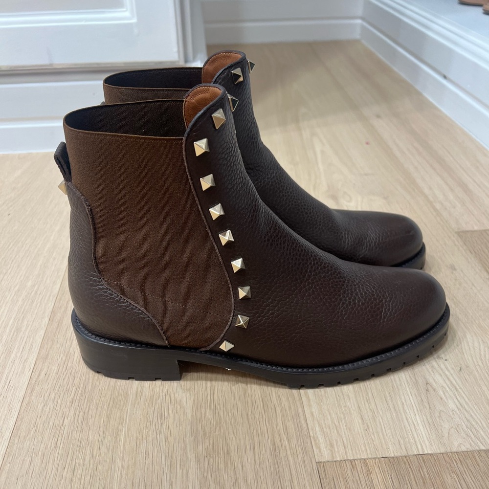 Valentino rock stud boot brown